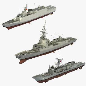 3D 3 Warship Collection model